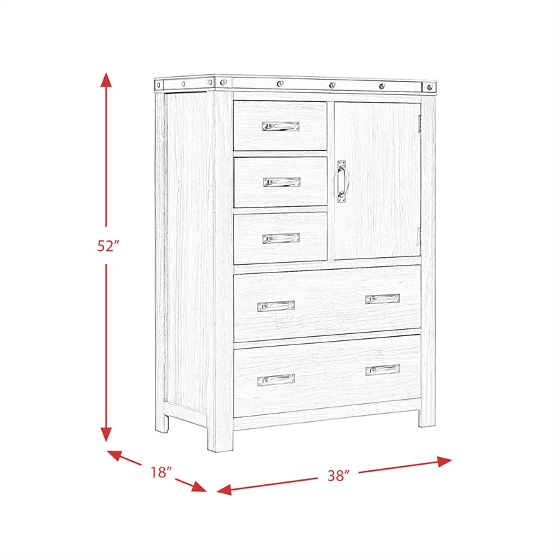 Bowery Hill Solid Wood Gray Chest Rectangular Anti-Tipping 52