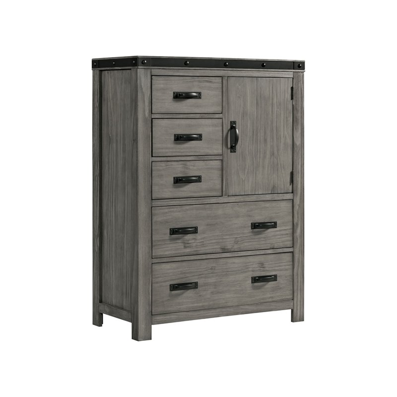 Bowery Hill Solid Wood Gray Chest Rectangular Anti-Tipping 52
