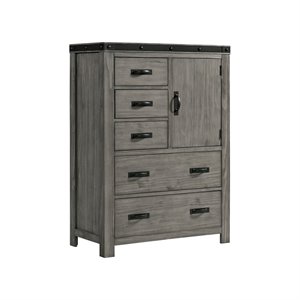 Bowery Hill Solid Wood Gray Chest Rectangular Anti-Tipping 52&quot x 38&quot x 18&quot Unassembled