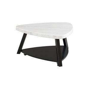 Bowery Hill Modern White Marble Top Coffee Table in White Marble