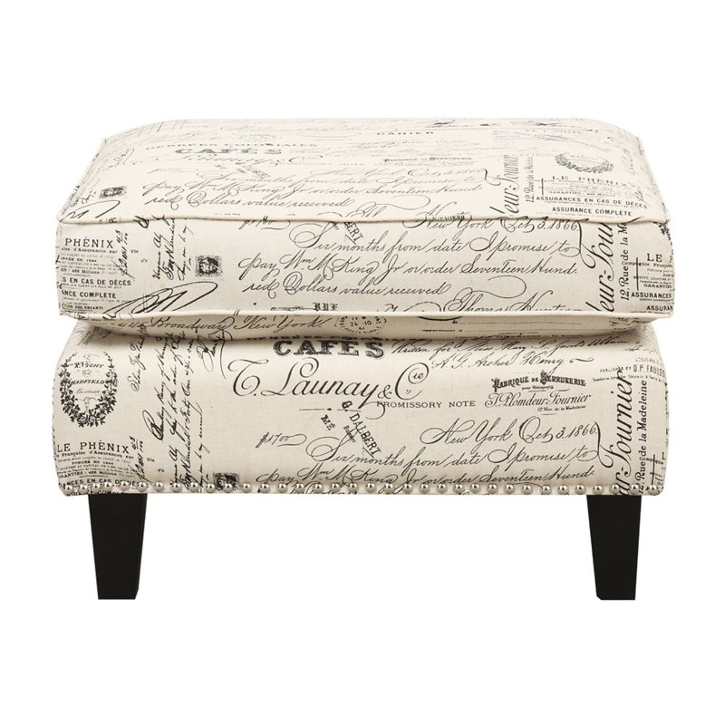 Bowery Hill Modern Solid Wood Chair WIth Ottoman in French Script