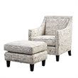 Bowery Hill Modern Solid Wood Chair WIth Ottoman in French Script