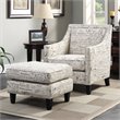 Bowery Hill Modern Solid Wood Chair WIth Ottoman in French Script
