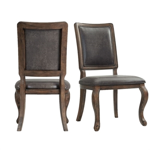 Bowery Hill Mid-Century Faux Leather Side Chair in Chocolate (Set of 2)