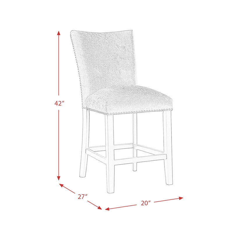 Bowery Hill White Marble 5PC Counter Height Dining Set with Blue Chairs