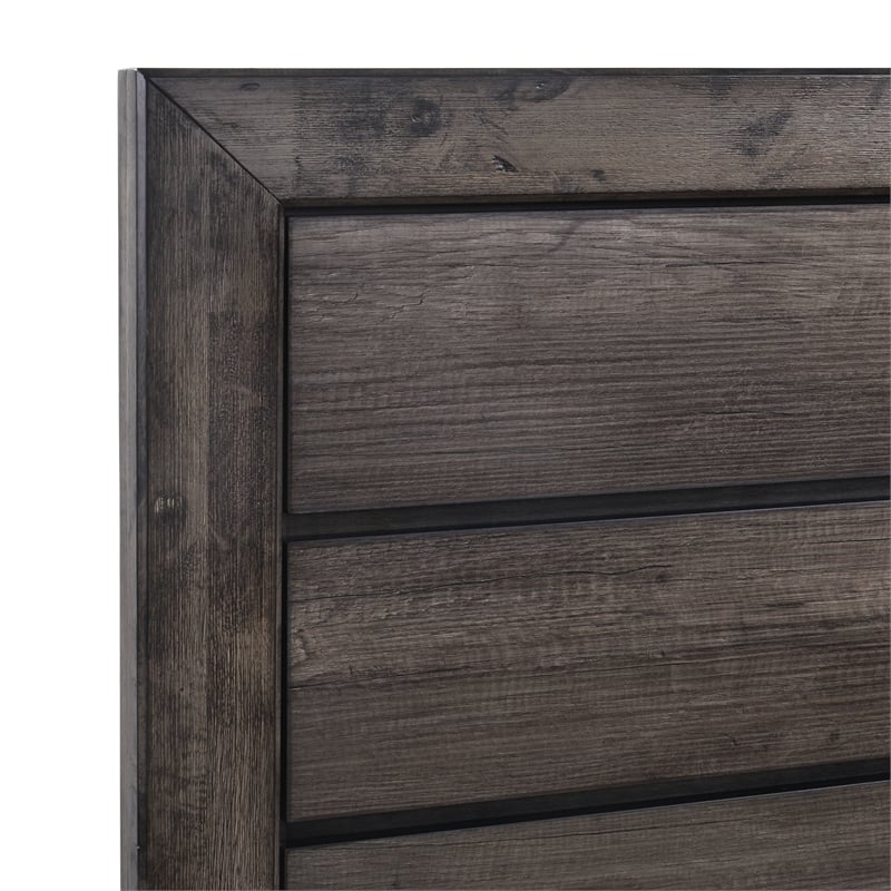 Bowery Hill Solid Wood 3 Piece Youth Full Panel Bedroom Set in Wire Brush Gray