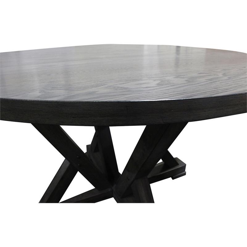 Bowery Hill Solid Wood Round Dining Table in Antique Rustic Gray