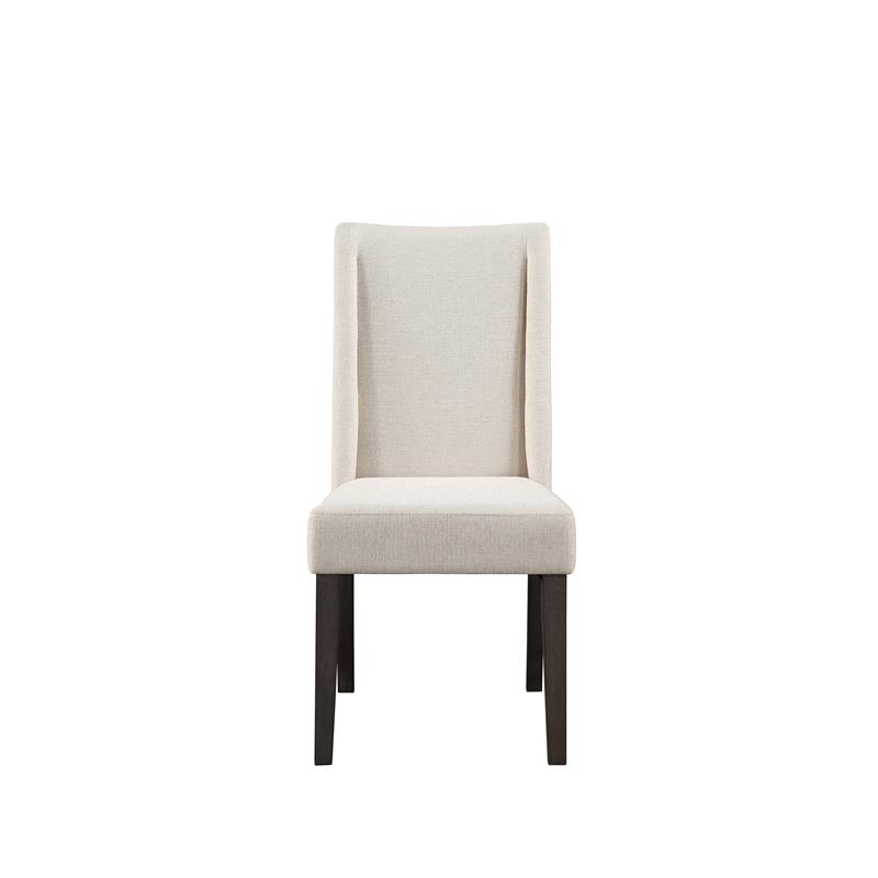 Bowery Hill Fabric Upholstered and Wood Dining Side Chair in Beige (Set of 2)