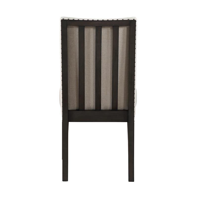 Bowery Hill Fabric Upholstered and Wood Dining Side Chair in Beige (Set of 2)