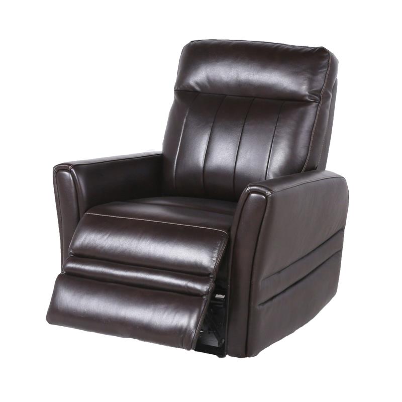 Bowery Hill Transitional Leather Power Recliner Chair in Brown