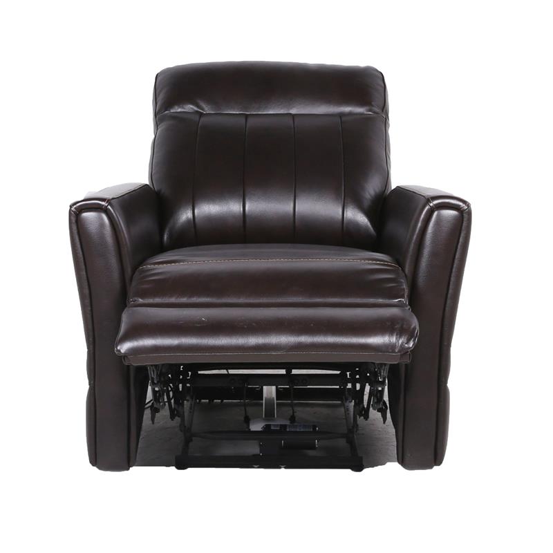 Bowery Hill Transitional Leather Power Recliner Chair in Brown