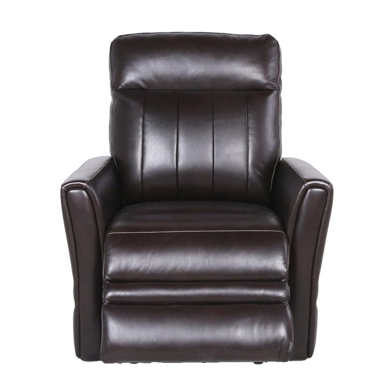 Bowery Hill Transitional Leather Power Recliner Chair in Brown