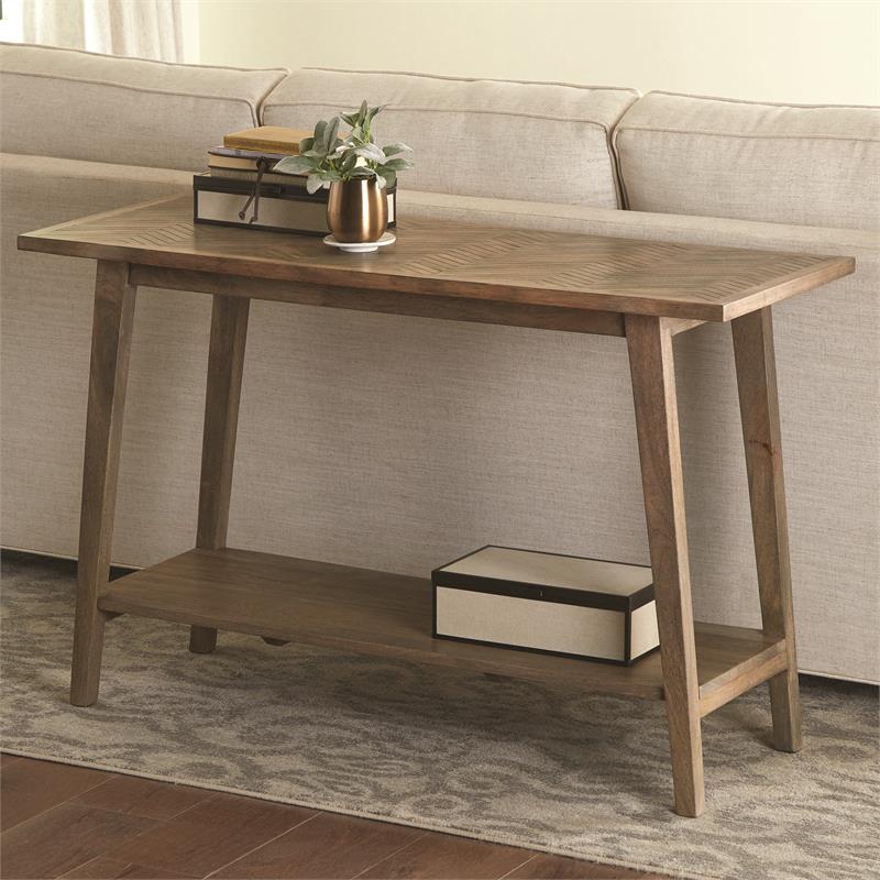 Bowery Hill Mango Wood Natural Sofa Table Rectangular 47