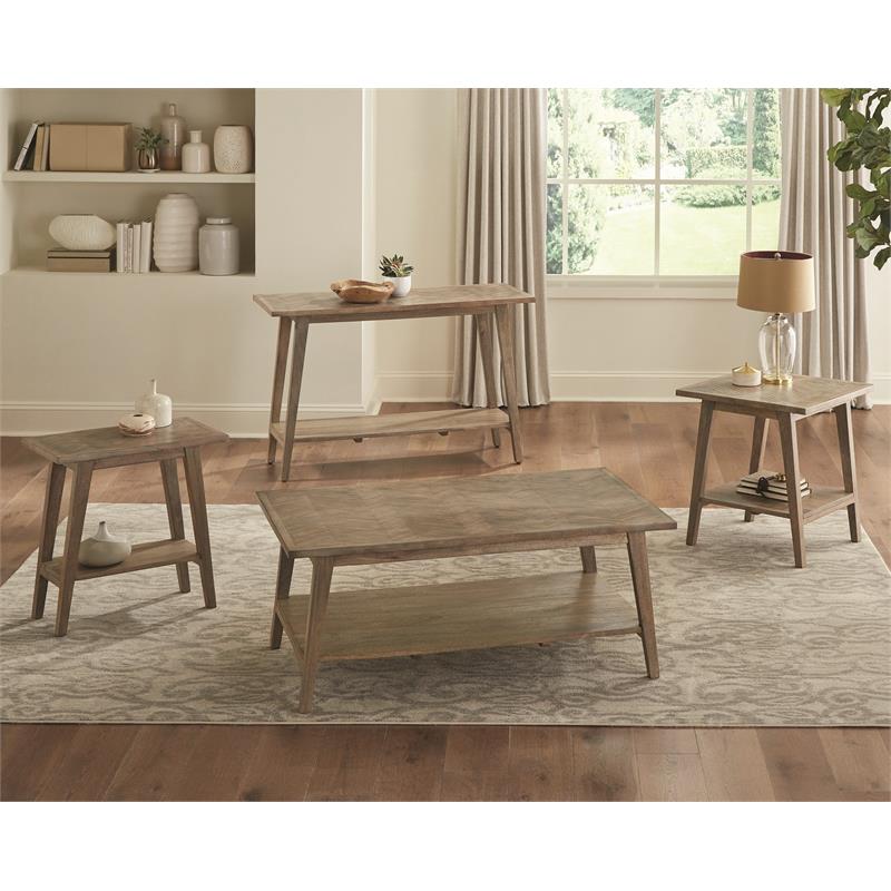 Bowery Hill Mango Wood Natural Sofa Table Rectangular 47