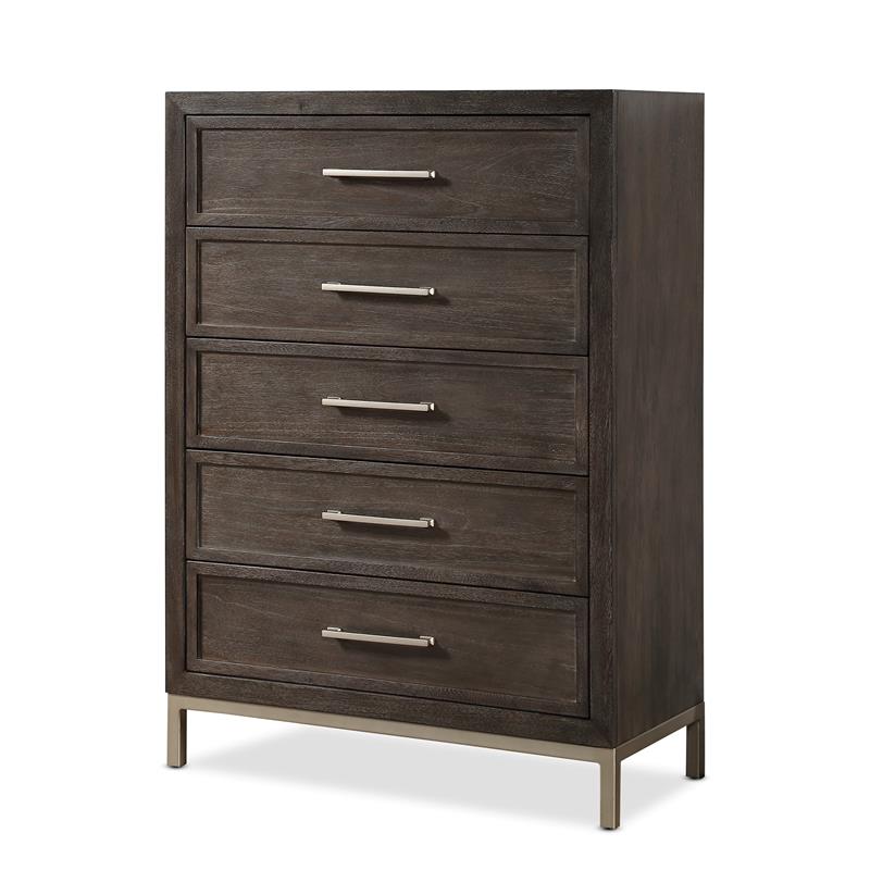 Bowery Hill Modern Engineered Wood Walnut 5-drawer Chest