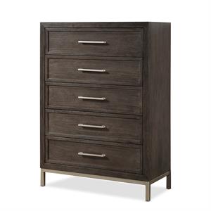 Bowery Hill Modern Engineered Wood Walnut 5-drawer Chest