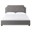 Bowery Hill Transitional Tufted King Platform Bed in Gray