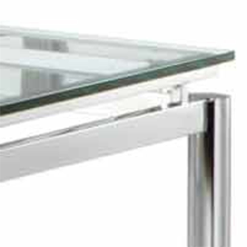 Bowery Hill Contemporary Metal End Table with Glass Top in Chrome