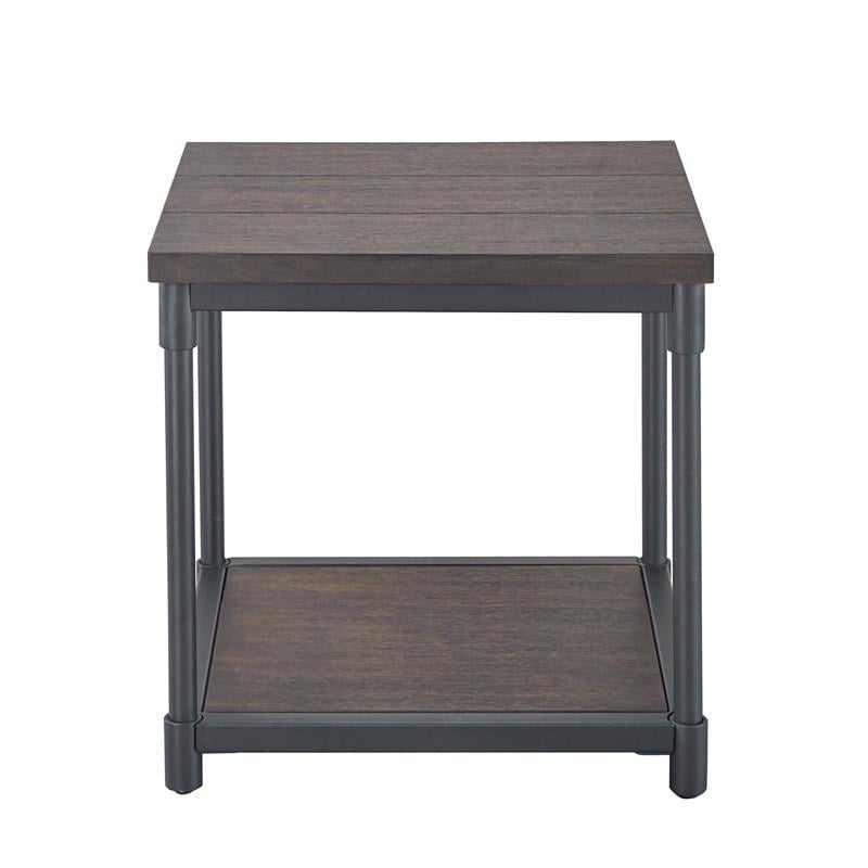 Bowery Hill Contemporary Smokey Oak and Black Metal End Table