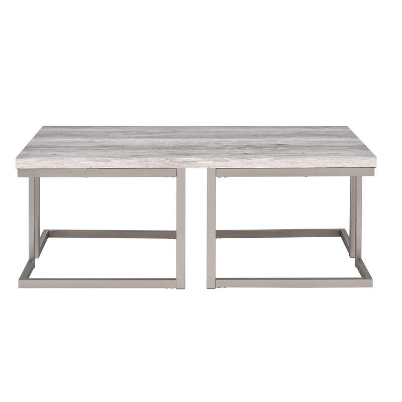 Bowery Hill Mid-Century Driftwood with Metal Base Cocktail Table