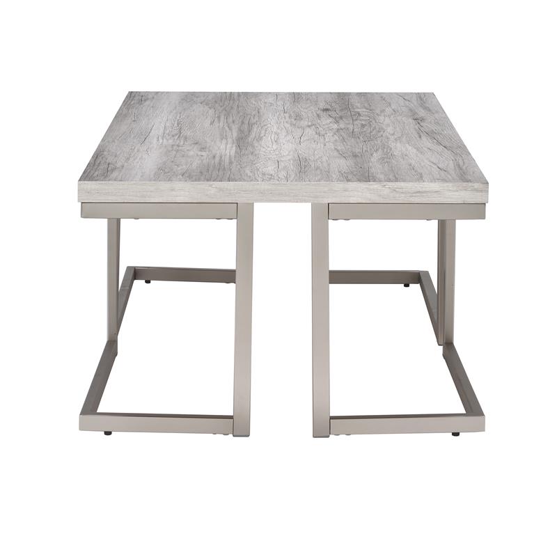 Bowery Hill Mid-Century Driftwood with Metal Base Cocktail Table