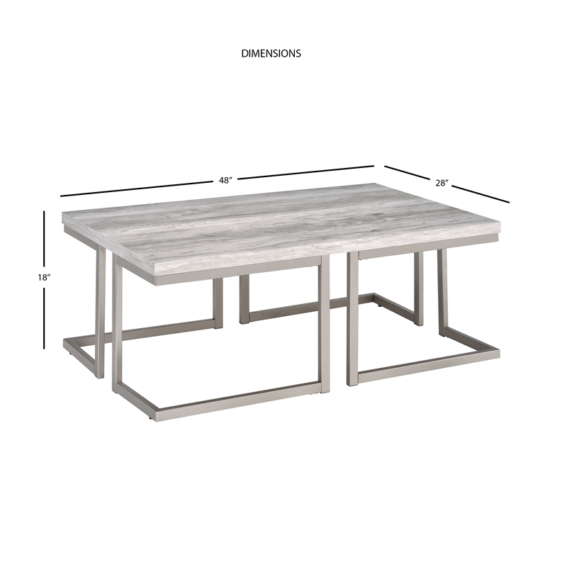 Bowery Hill Mid-Century Driftwood with Metal Base Cocktail Table