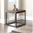 Bowery Hill Solid Wood Acacia Distressed Brown End Table Square Herringbone Pattern 24