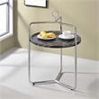 Bowery Hill Moderrn Black Faux Marble and Silver Metal Side Table
