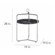 Bowery Hill Moderrn Black Faux Marble and Silver Metal Side Table