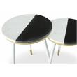 Bowery Hill Black and White Marble Top 2-Pack Round Side Table Set