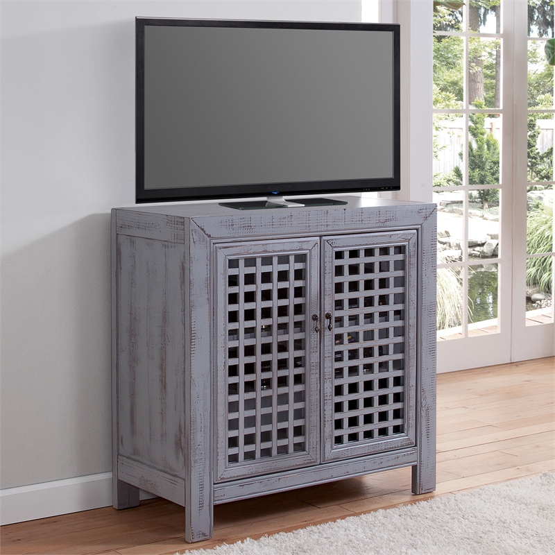 Bowery Hill Traditional Farmhouse Antiqued Gray Wood Accent Cabinet