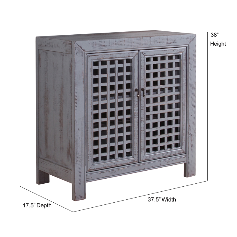 Bowery Hill Traditional Farmhouse Antiqued Gray Wood Accent Cabinet