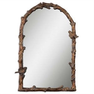 Bowery Hill Metal Resin Distressed Antique Gold Arch Mirror
