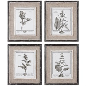 Bowery Hill Distressed Black Framed Art with Gray and Taupe wash (Set of 4)