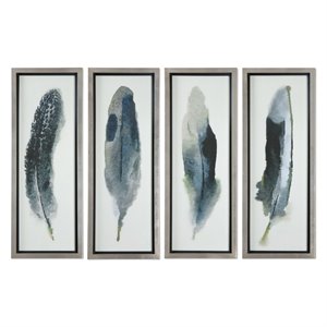 Bowery Hill Contemporary 4 Piece Print Set in Champagne Silver Leaf