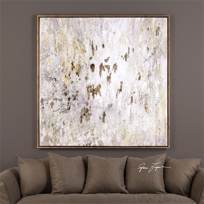 Bowery Hill Golden Raindrops Modern Abstract Art in Gold Leaf
