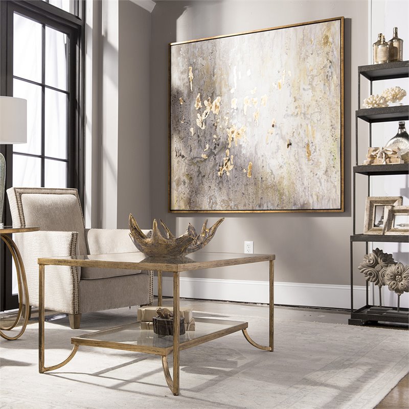 Bowery Hill Golden Raindrops Modern Abstract Art in Gold Leaf