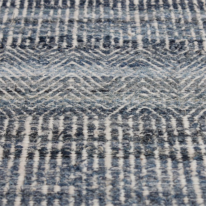 Bowery Hill Modern 5' x 8' Hand Woven Wool Rug in Denim Blue