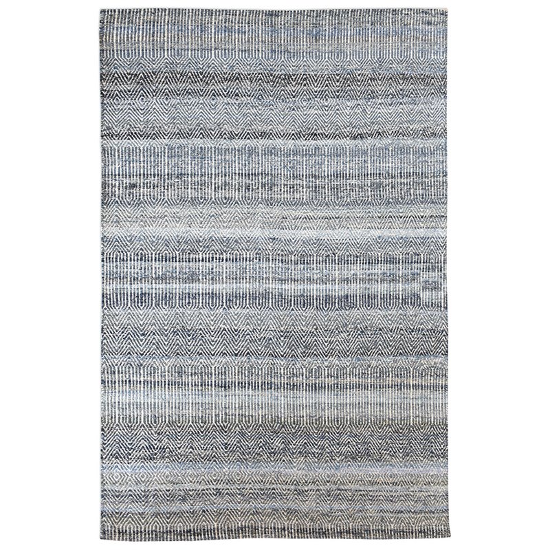 Bowery Hill Modern 5' x 8' Hand Woven Wool Rug in Denim Blue