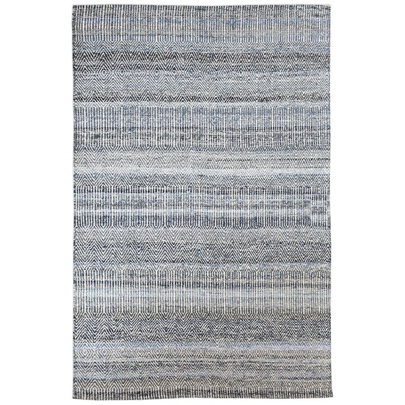 Bowery Hill Modern 8' x 10' Hand Woven Wool Rug in Denim Blue