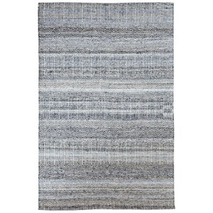 Bowery Hill Modern 8' x 10' Hand Woven Wool Rug in Denim Blue