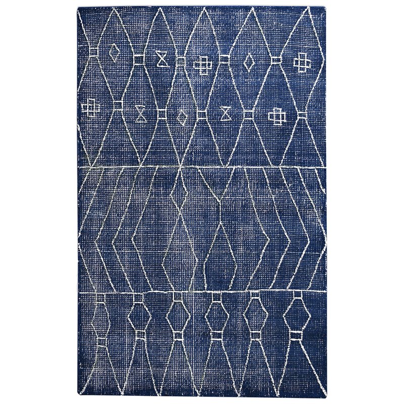 Bowery Hill Modern 5' x 8' Hand Woven Wool Rug in Indigo Blue