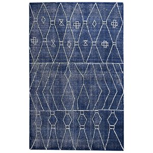 Bowery Hill Modern 5' x 8' Hand Woven Wool Rug in Indigo Blue