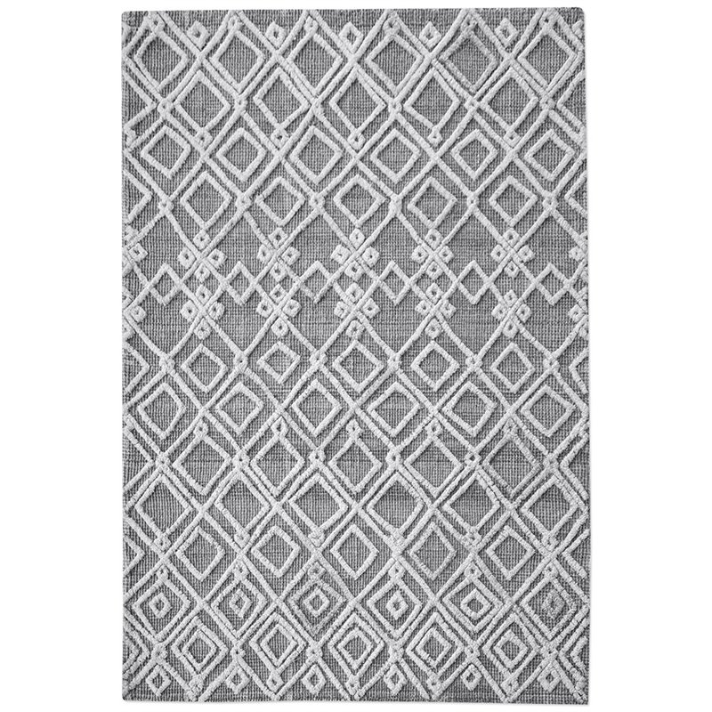 Bowery Hill Modern 8' x 10' Hand Woven Wool Rug in Gray and Ivory