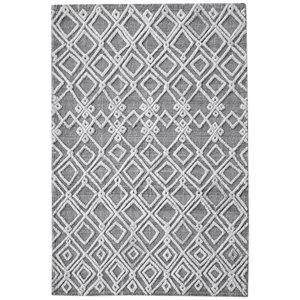 Bowery Hill Modern 8' x 10' Hand Woven Wool Rug in Gray and Ivory