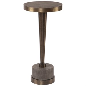Bowery Hill 11&quot Round Contemporary Metal Accent End Table in Bronze