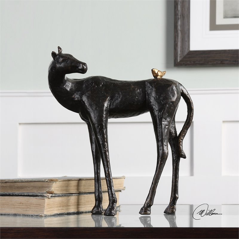 Bowery Hill Iron Dark Brown and Gold Statue Rectangular 9.88