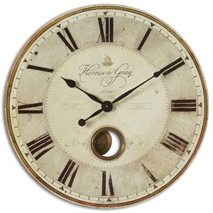 Bowery Hill Contemporary 30&quot Round Wall Clock in Black and Ivory