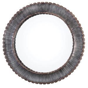 Bowery Hill Modern Decorative Mirror in Silver and Rustic Brown