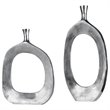 Bowery Hill Contemporary 2 Piece Vase Set in Textured Nickel